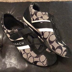 Black and Tan Coach tennis shoes